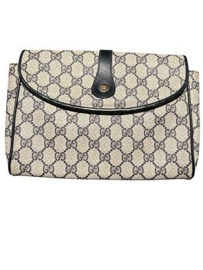 Vintage Gucci Navy Clutch/Shoulder Bag GG Monogram
